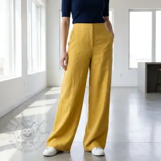 Viscose met linnen WASHED ochre