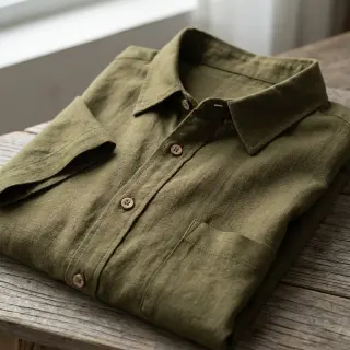 Viskóza s ľanom WASHED olive