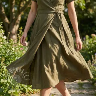 Viscose met linnen WASHED olive