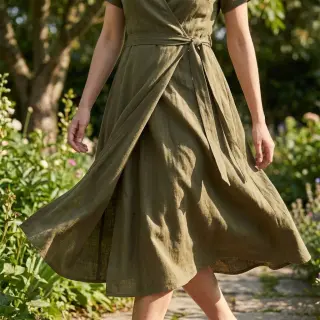 Viskóza s ľanom WASHED olive