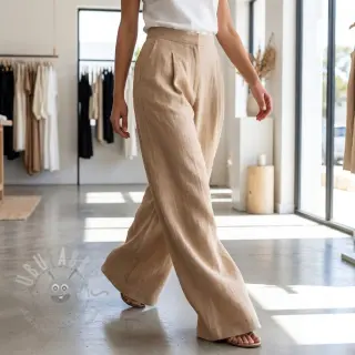 Viscose met linnen WASHED beige