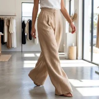 Viskóza s ľanom WASHED beige