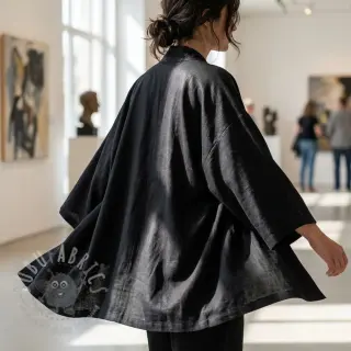 Viscose met linnen WASHED black