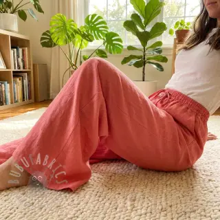 Viscose met linnen WASHED coral