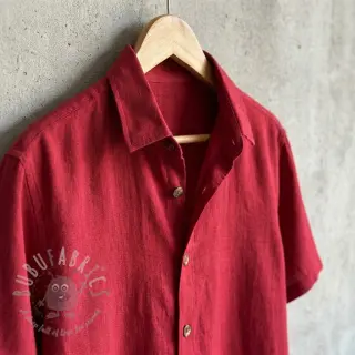 Viscose met linnen WASHED dark red