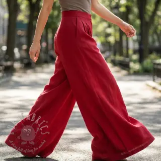 Viscose met linnen WASHED dark red