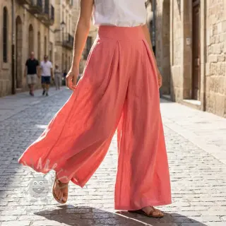 Viscose met linnen WASHED coral