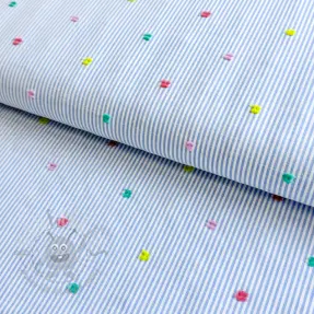 Katoenen stof DOBBY Stripe and dotty blue