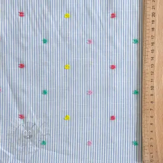 Katoenen stof DOBBY Stripe and dotty blue