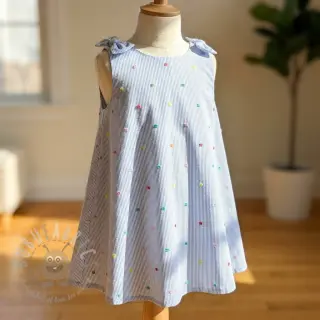 Katoenen stof DOBBY Stripe and dotty blue