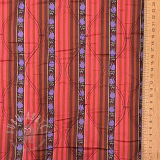 Katoenen stof VOILE STEPPED Paisley flowers brown digital print