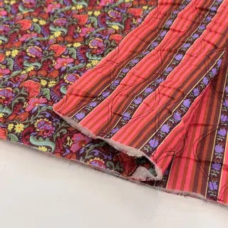Bavlnená látka VOILE STEPPED Paisley flowers brown digital print