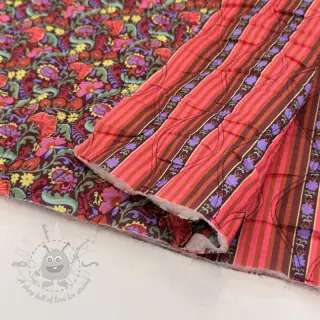 Katoenen stof VOILE STEPPED Paisley flowers brown digital print