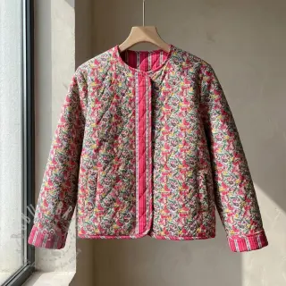 Katoenen stof VOILE STEPPED Paisley flowers white digital print