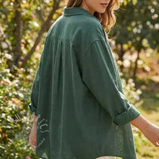 Viscose met linnen WASHED dark green