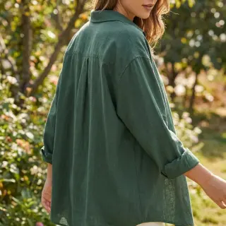 Viskóza s ľanom WASHED dark green
