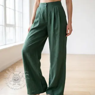 Viscose met linnen WASHED dark green