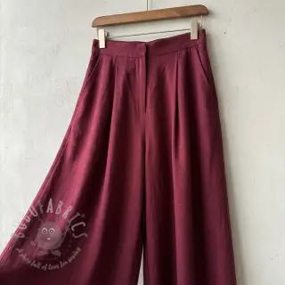 Viscose met linnen WASHED wine red