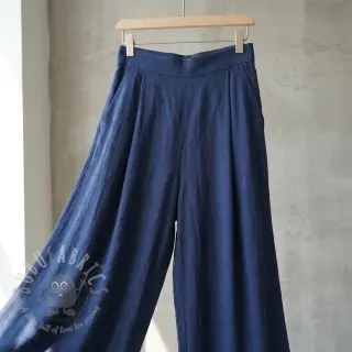 Viscose met linnen WASHED marine