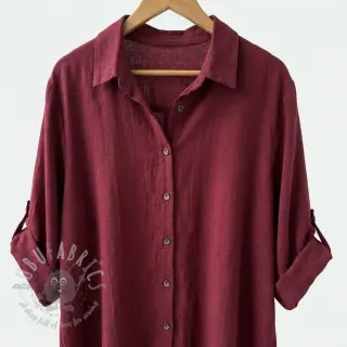 Viscose met linnen WASHED wine red