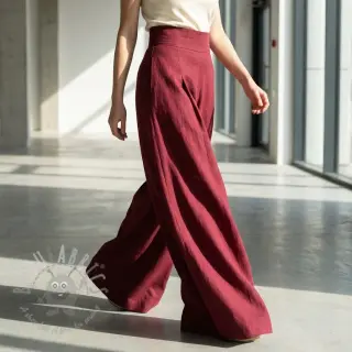 Viscose met linnen WASHED wine red