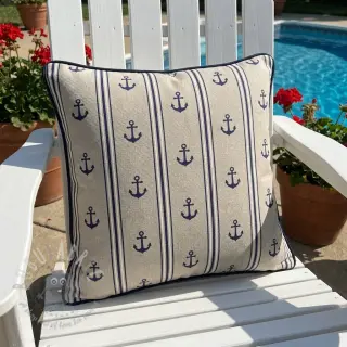 Decoratiestof Linenlook Stripe Maritime