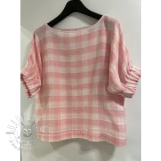 Dubbelgaas/mousseline Double sided CHECKS MINI old rose