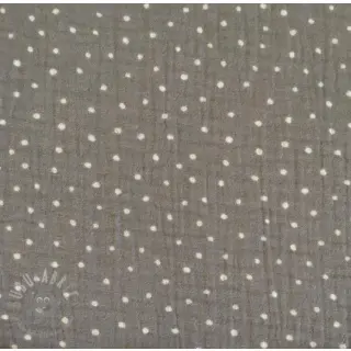 Dubbelgaas/mousseline Dots grey/white