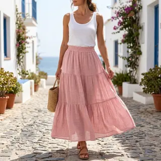 Katoenen stof SLUB WASHED old rose