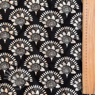 Katoenen stof VOILE STEPPED Bouquet flowers balck digital print