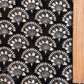 Katoenen stof VOILE STEPPED Bouquet flowers black digital print