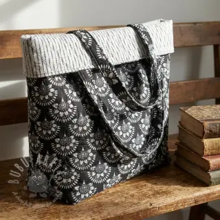 Katoenen stof VOILE STEPPED Bouquet flowers balck digital print