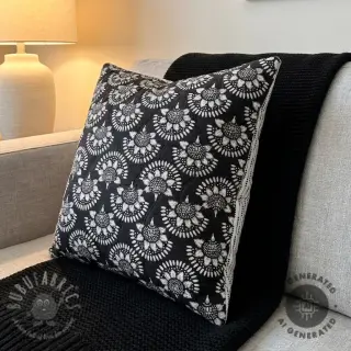 Katoenen stof VOILE STEPPED Bouquet flowers black digital print