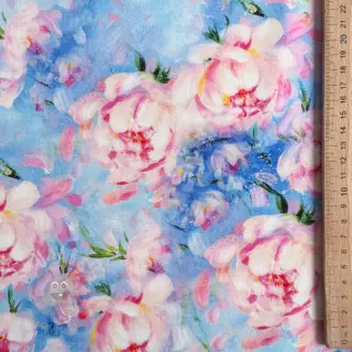 Katoenen stof SATIN STRETCH Peony roses