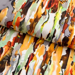 Katoenen stof SATIN STRETCH Abstract paint