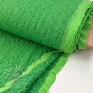 Katoenen stof SMOGGED EMBROIDERY green