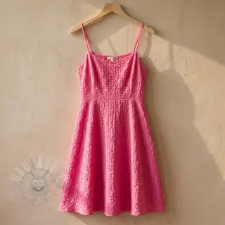 Katoenen stof SMOGGED EMBROIDERY fuchsia