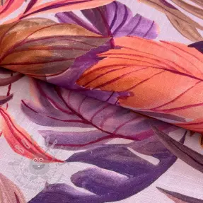 Viscose met linnen Painted leaves