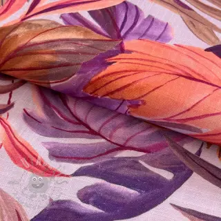 Viscose met linnen Painted leaves