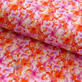 Katoenen stof EMBROIDERY Viola peach digital print