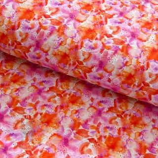 Katoenen stof EMBROIDERY Viola peach digital print