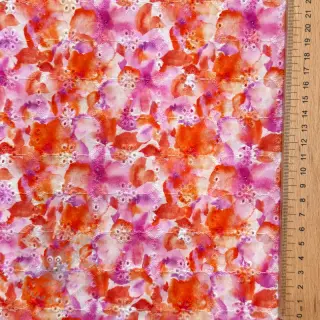 Katoenen stof EMBROIDERY Viola peach digital print