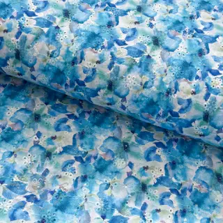 Katoenen stof EMBROIDERY Viola blue digital print