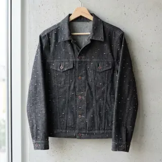 JEANS DENIM 6 OZ Uneven Small Holes black