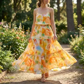 Viscose met linnen Impressionist