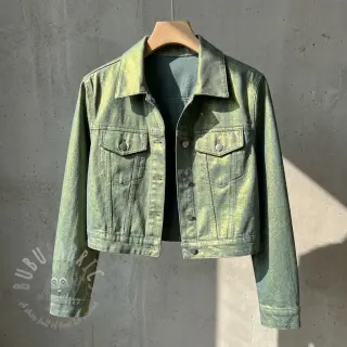 JEANS DENIM 8,5 OZ STRETCH WASHED metallic green