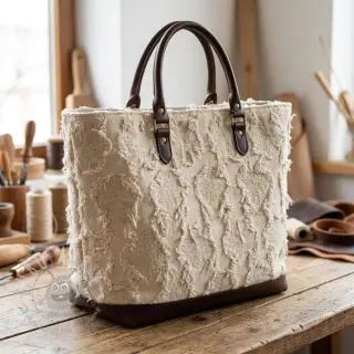 Katoenen stof met linnen JACQUARD RUFFLE