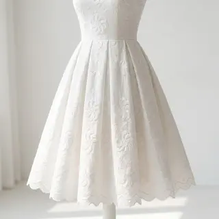 Bavlnená látka EMBROIDERY Catchy Flowy white