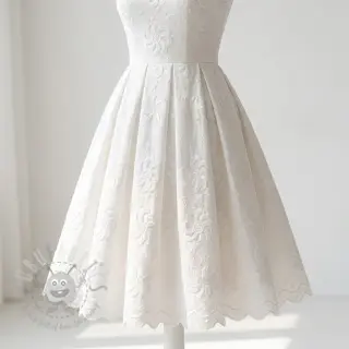 Katoenen stof EMBROIDERY Catchy Flowy white
