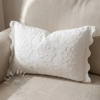 Katoenen stof EMBROIDERY Catchy Flowy white